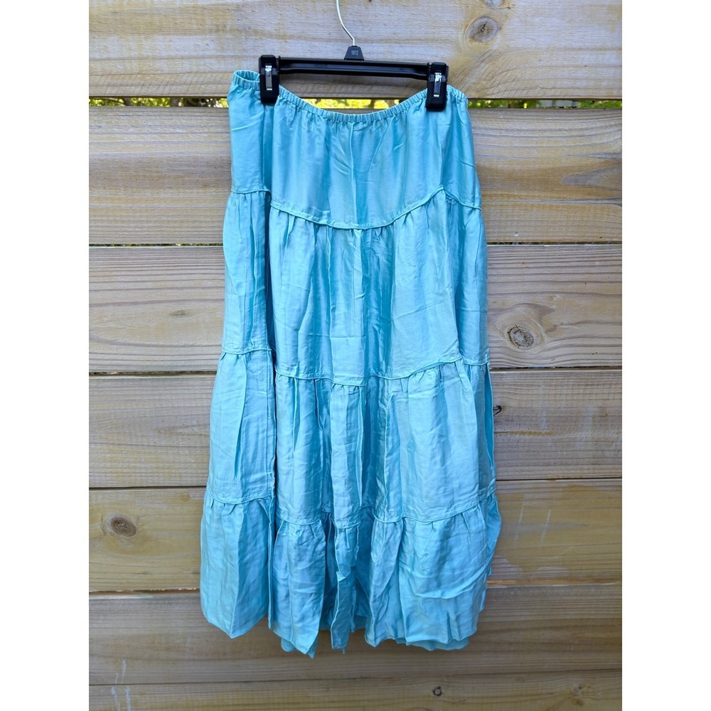 cha cha vente Light Blue Tiered Maxi Skirt